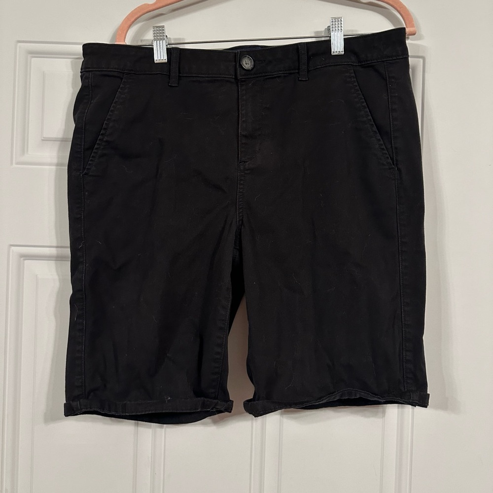 American Eagle Bermuda style black denim shorts, size 16